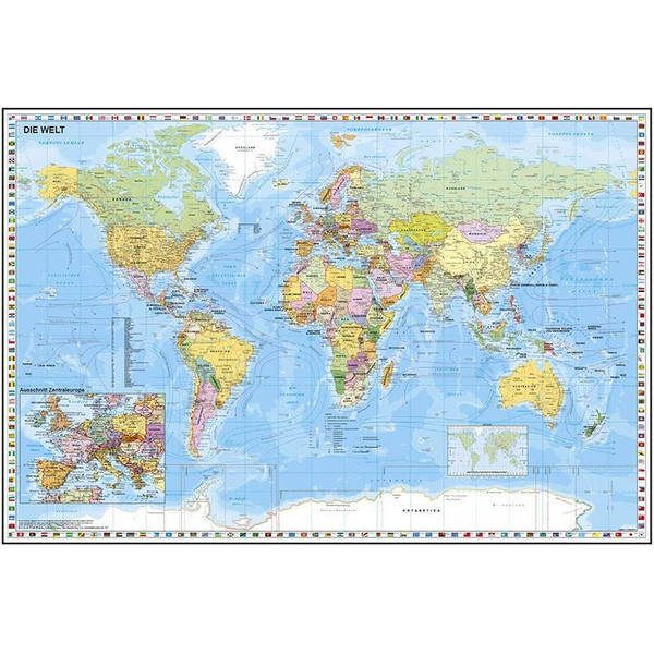 Stiefel Duo Schreibunterlage Weltkarte mit Ausschnitt Zentraleuropa/ Weltkarte physisch
