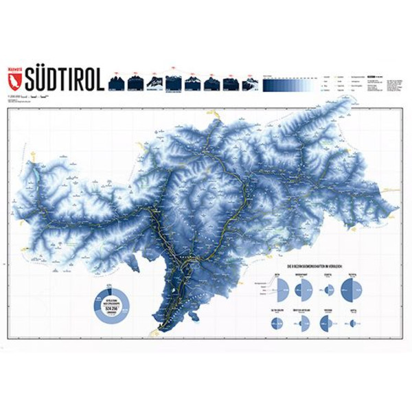 Carte régionale Marmota Maps South Tyrol Ski Blue