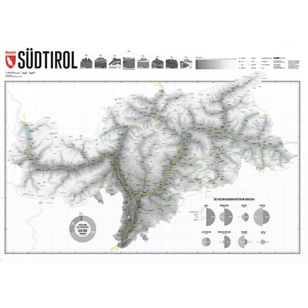 Carte régionale Marmota Maps Tyrol du Sud Map Grey