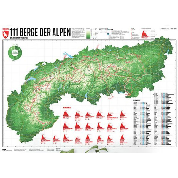 Carte régionale Marmota Maps Map of the Alps with 111 Mountains and 20 Mountain trails