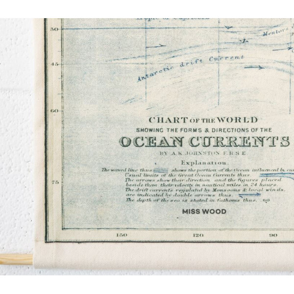 Mappemonde Miss Wood Woody Cotton Map Oceans