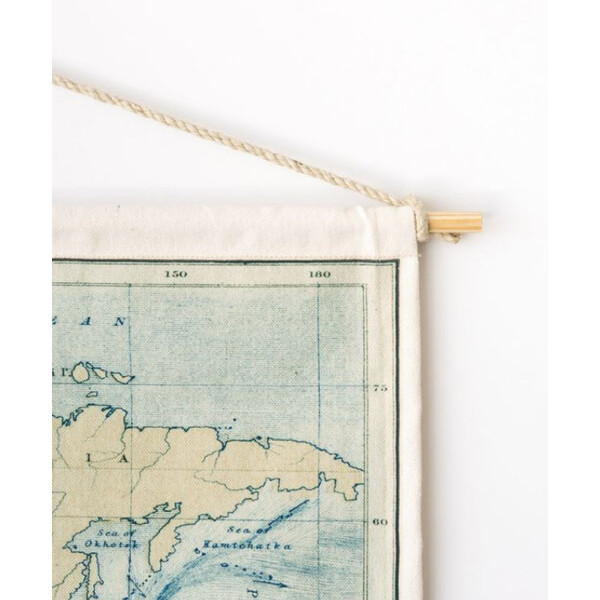 Mappemonde Miss Wood Woody Cotton Map Oceans