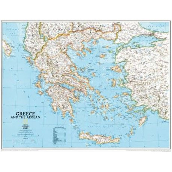 Carte géographique National Geographic Grèce plastifiée