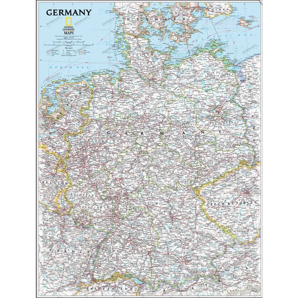 National Geographic Carte d'Allemagne tableau d'affichage encadré (argenté)