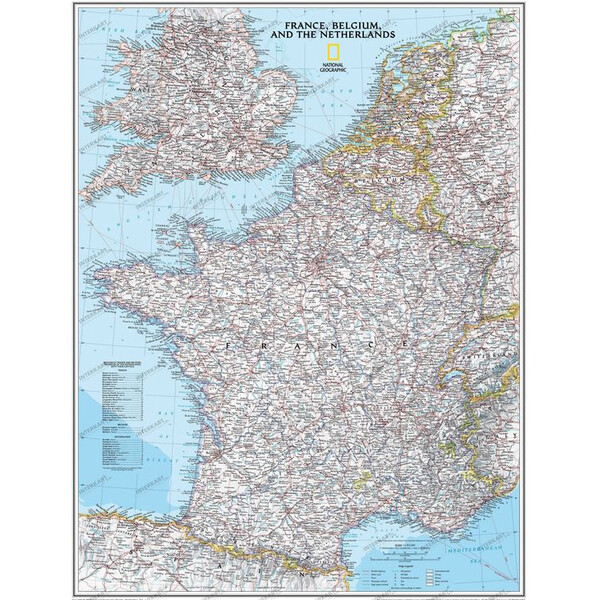 National Geographic Landkarte Frankreich Pinnwand gerahmt (silber)