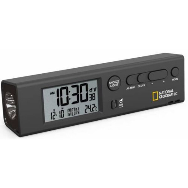 National Geographic Uhr Funk-Weltzeitwecker mit Thermometer und Taschenlampe