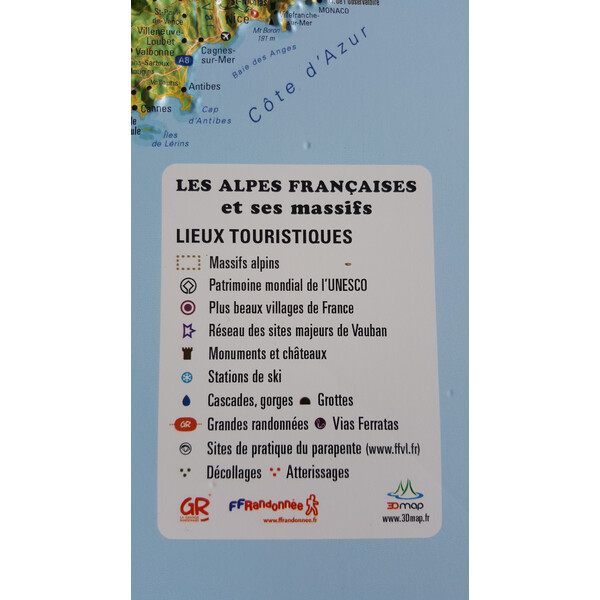 Carte régionale 3Dmap Les Alpes Françaises et ses massifs alpins