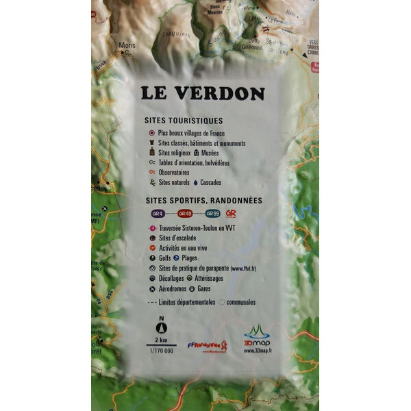 Carte régionale 3Dmap Le Verdon