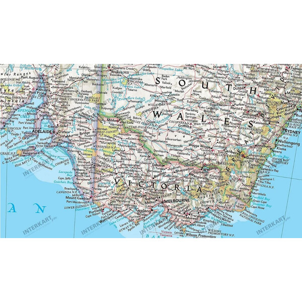 National Geographic Carte de continent Australie, politiquement
