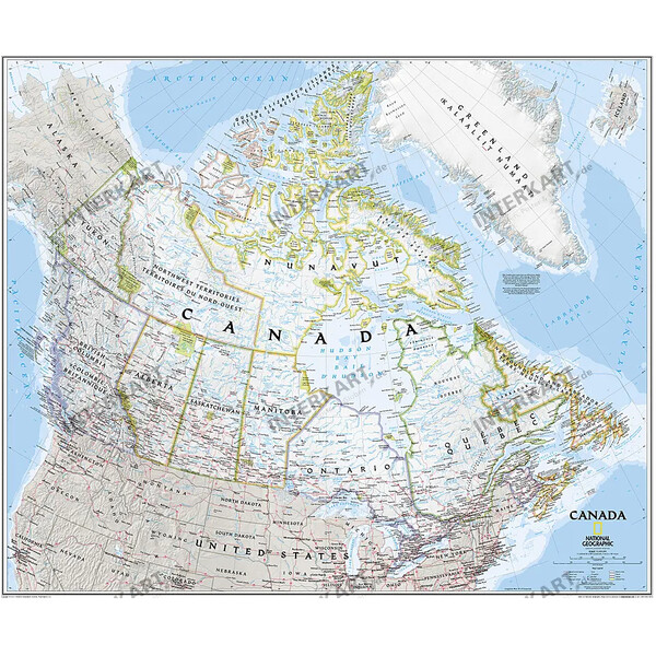 National Geographic Pays carte Canada 96 x 81cm