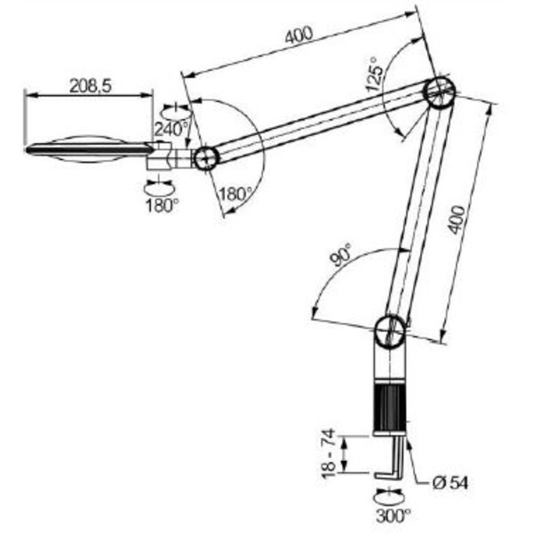 Eschenbach Lupenleuchte varioLED+, 6D, 2,5x, Ø132mm, AA70mm