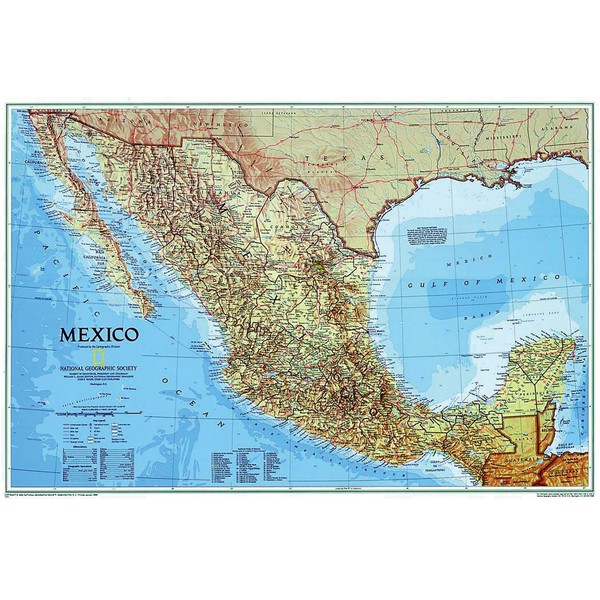 Carte géographique National Geographic Mexique