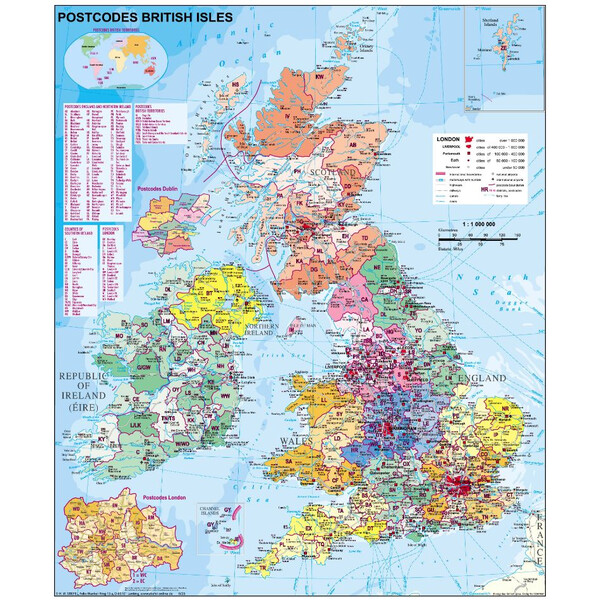 Stiefel Carte des codes postaux de Grande-Bretagne (en anglais)