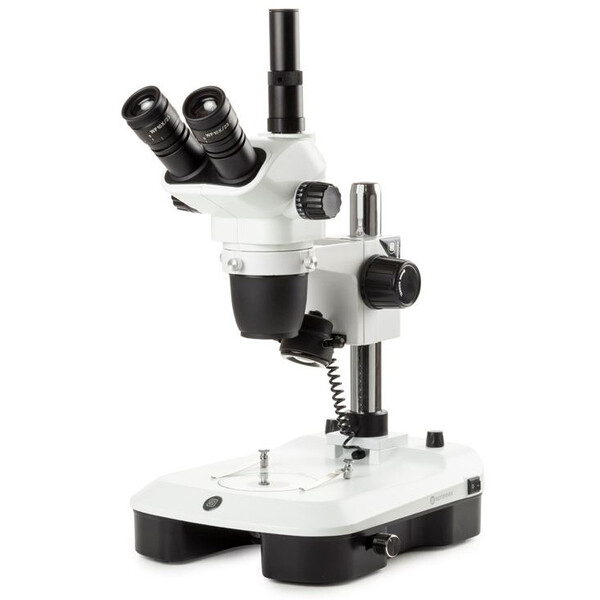 Microscope stéréo zoom Euromex NZ.1903-M, 6.7-45x, Säule,  Auf-u. Durchlicht, trino, Spiegel f. Dunkelfeld, Embryologie