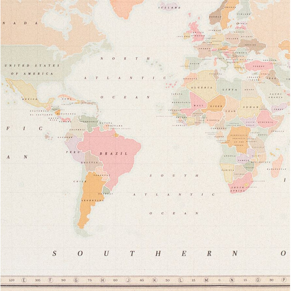 Miss Wood Weltkarte Woody Map Watercolor Colonial XL