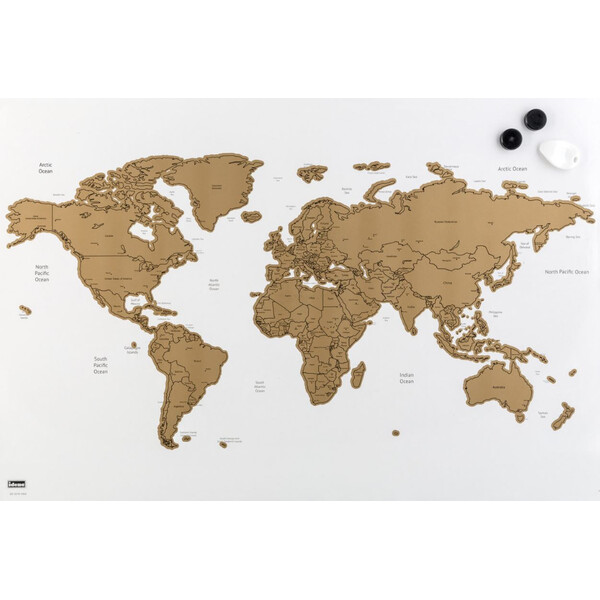 Idena Magnettafel Weltkarte zum Freirubbeln und Pinnen