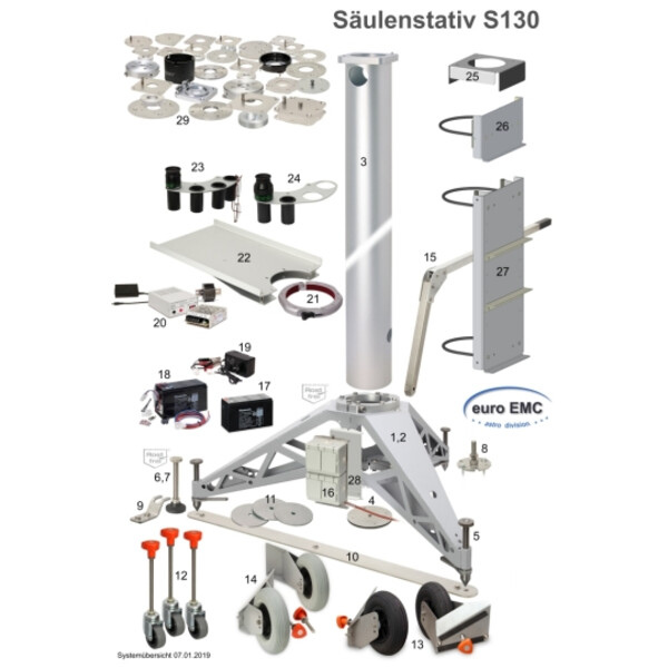 euro EMC Ablagetisch für Säulenstativ S130