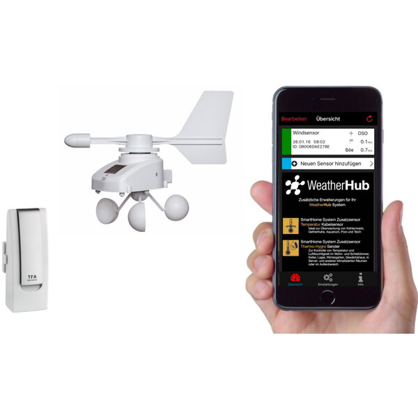 Station météo TFA Kit de démarrage WeatherHub avec anémomètre sans fil