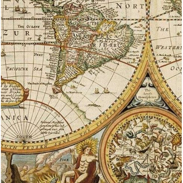 Mappemonde freytag & berndt Antik John Speed 1651 (91 x 69 cm)