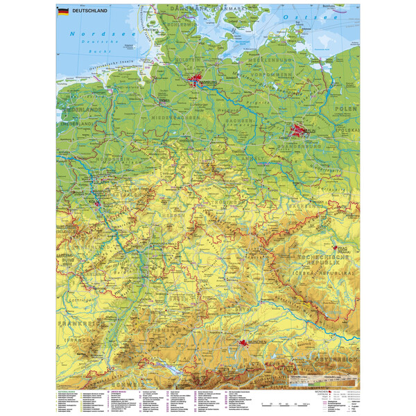 Stiefel Landkarte Deutschland mit UNESCO Welterbestätten mit Metallleisten