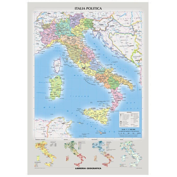 Carte géographique Libreria Geografica Italia fisica e politica