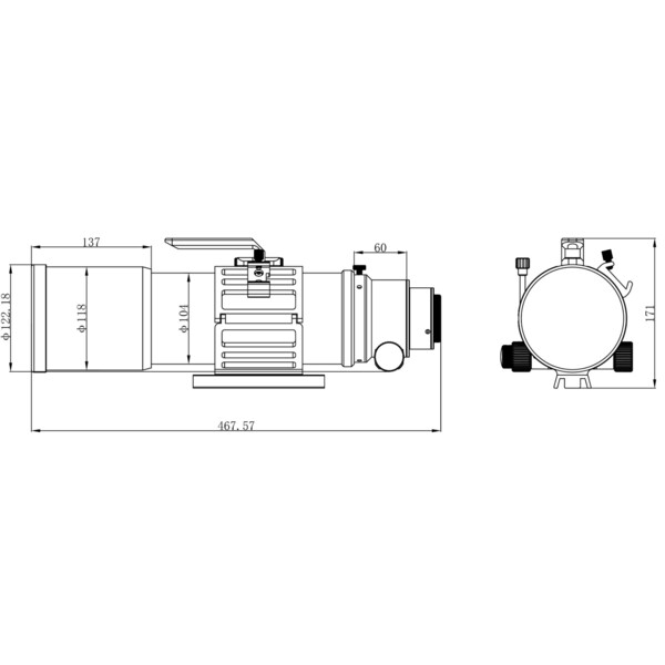 Lunette apochromatique Omegon Pro APO AP 94/517 Triplet ED OTA