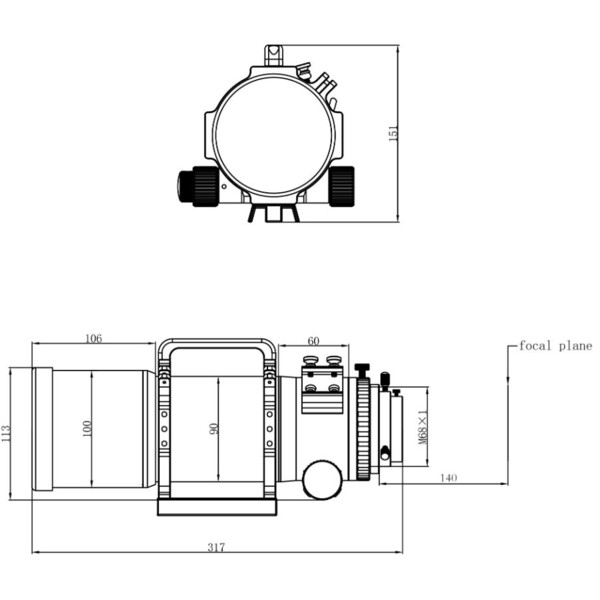 Lunette apochromatique Omegon Pro APO AP 72/400 Quintuplet OTA