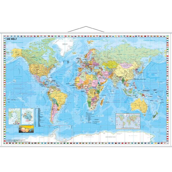 Mappemonde Stiefel politisch mit Flaggenrand (95 x 62 cm)