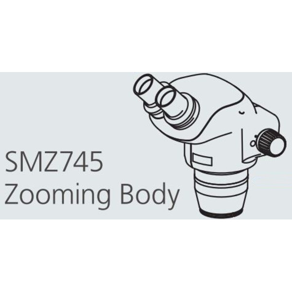 Nikon SMZ745 Stereo Zoom Head, bino, 6.7-50x, ratio 7.5:1, 52-75 mm, 45°, WD 115 mm