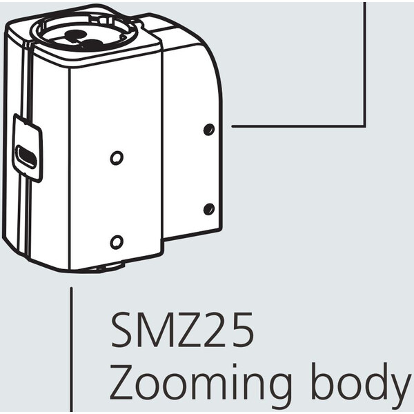 Nikon Stereokopf SMZ25, motorized, parallel optics, achromate, Zoom Head, bino, 6.3-157.5x, click stop, ratio 25:1, 15°