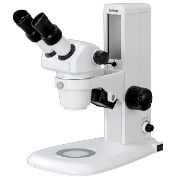Microscope stéréo zoom Nikon SMZ445, bino, 0.8x-3.5x, 45°, FN21, W.D.100mm, Auf- u. Durchlicht, LED