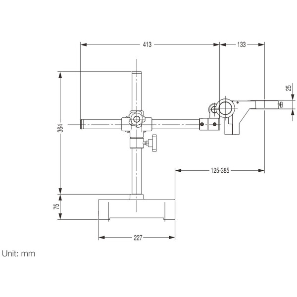 Nikon Zoom-Stereomikroskop SMZ745, bino, 0.67x-5x,45°, FN22, W.D.115mm, Einarmstativ