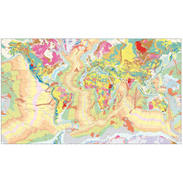 Mappemonde UKGE Geological Map of the World 118cm x 98cm