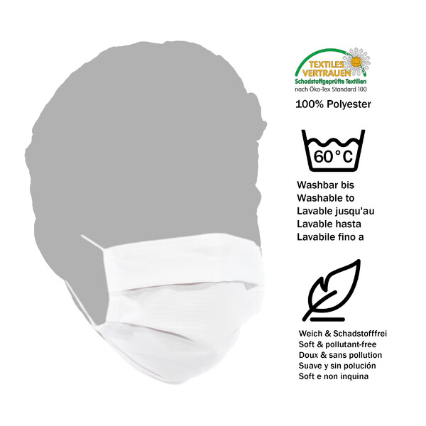 Masketo Masque en polyester, blanc, 5 pièces