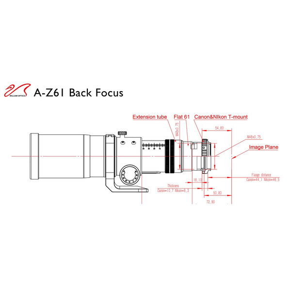 Lunette apochromatique William Optics Tube Optique Seul AP 61/360 ZenithStar ZS61 II