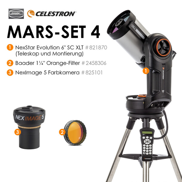 Celestron Schmidt-Cassegrain Teleskop SC 150/1500 NexStar Evolution 6 Mars-Set