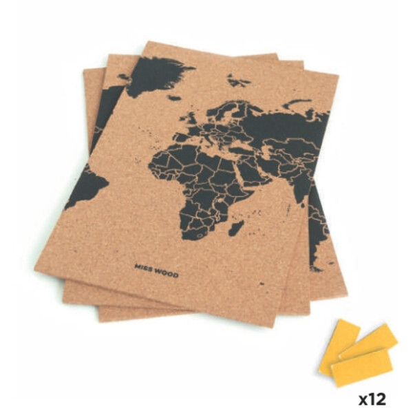 Mappemonde Miss Wood Puzzle Map M - Noir