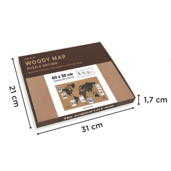 Mappemonde Miss Wood Puzzle Map M - Noir