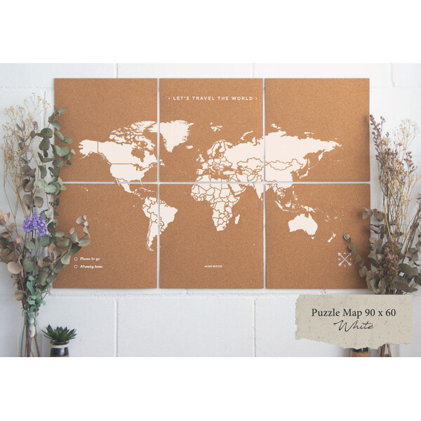 Mappemonde Miss Wood Puzzle Map XL - White