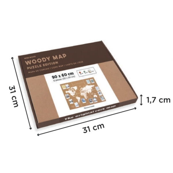 Mappemonde Miss Wood Puzzle Map XL - White