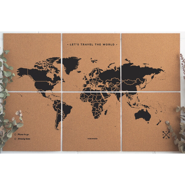 Mappemonde Miss Wood Puzzle Map XL - Noir
