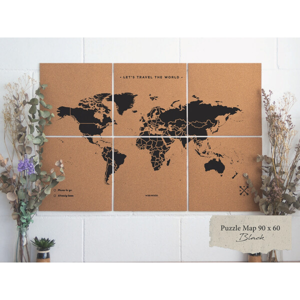 Mappemonde Miss Wood Puzzle Map XL - Black