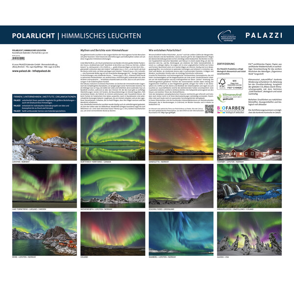 Calendrier Palazzi Verlag Aurora Borealis 2021