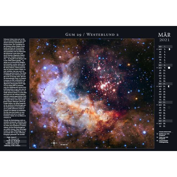 Calendrier Astronomie-Verlag Weltraum-Kalender 2021