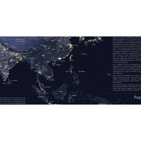Affiche Astronomie-Verlag Die Erde bei Nacht und Sternwarten der Welt