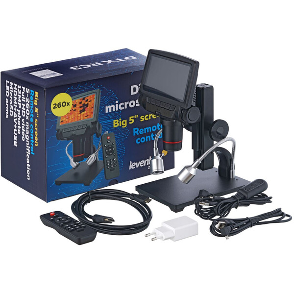 Levenhuk Mikroskop DTX RC3, digital, 5-15x opt., -260x digit.
