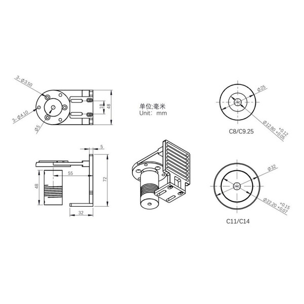 ZWO Adaptateur pour système de mise au point motorisée EAF sur Celestron C11 & C14