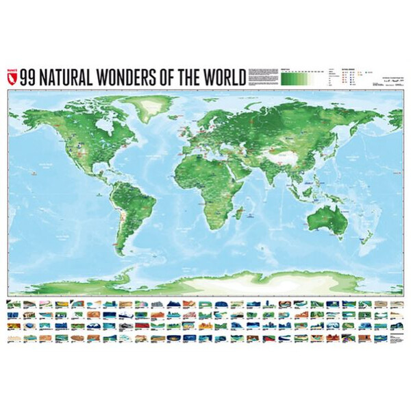 Mappemonde Marmota Maps 99 Naturral Wonders (100x70)