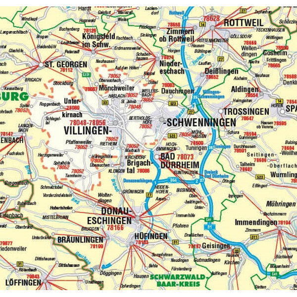 Carte régionale Kastanea Postleitzahlenkarte Baden-Württemberg (99 x 122 cm)