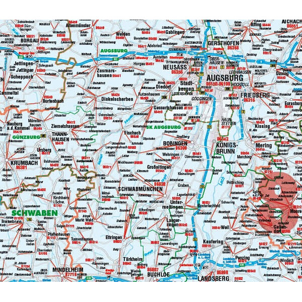 Carte régionale Kastanea Postleitzahlenkarte Bayern (110 x 112 cm)